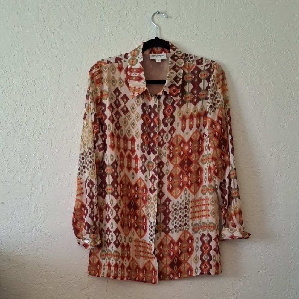 Norm Thompson Colorful Geometric Shirt